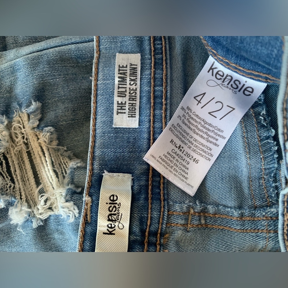 Kensie Distressed Light Blue Skinny Jeans - Picture 3 of 4
